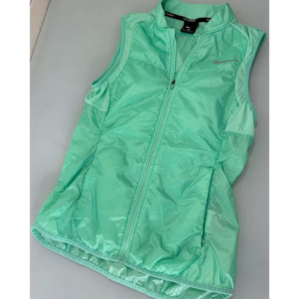 Nike Running Vest Jacket Womens S Small Lightweight Mint Full Zip Vented Ripstop